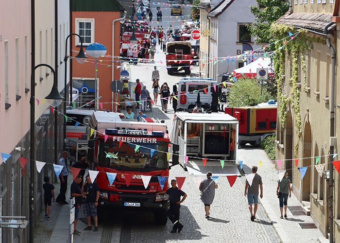 Blick auf die Blaulichtmeile