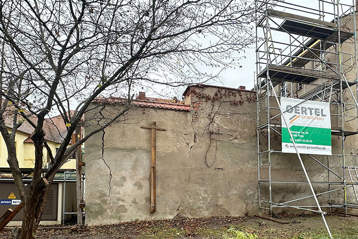 Blick auf die Nebengebäude von außen Blick auf die Nebengebäude von außen